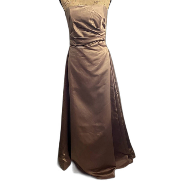 Michaelangelo 8078 Bridesmaid's‎ Dress Tan Strapless Formal Ballgown Size 10 - Picture 1 of 6
